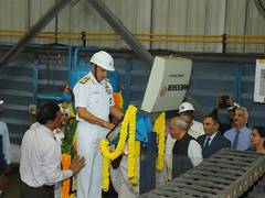 
      
      Steel cutting ceremony of second fleet support ship at Katupalli
      
      