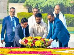 
      
      Sri Lankan President Dissanayake pays respect to Mahatma Gandhi
      
      