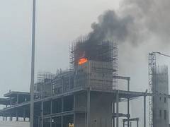 
      
      Fire breaks out in under-construction industrial building
      
      