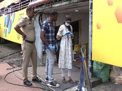 
      
      Forensic, police, and fire teams investigate Uma Thomas's fall
      
      