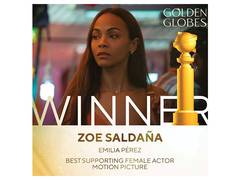 
      
      Zoe Saldana wins her first Golden Globe 
      
      