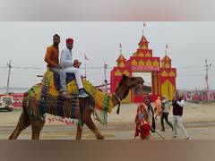 
      
      Tourists enjoy camel rides at Prayagraj’s Sangam
      
      