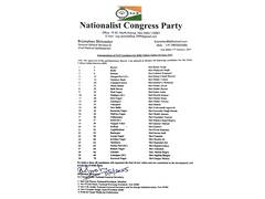 
      
      NCP releases list of 30 candidates for Delhi polls
      
      