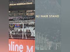 
      
      Col NJ Nair and Jhulan Goswami stands unveiled at Eden Gardens 
      
      