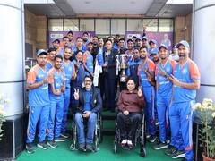 
      
      Sports Minister felicitates Indian PD cricket team
      
      