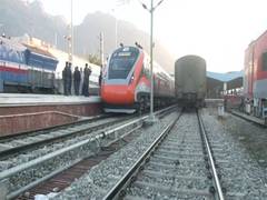 
      
      Indian Railways conducts trial run of first Vande Bharat train from Mata Vaishno Devi station to Sri
      
      