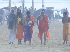
      
      Maha Kumbh: Akharas gather at Triveni Sangam for 'Amrit Snan' 
      
      
