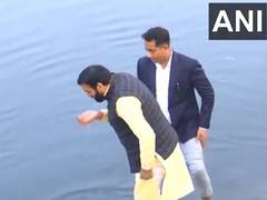 
      
      Haryana CM Saini takes sip of Yamuna water
      
      