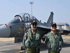 
      
      Historic flight by Army, Air Force chiefs in Indigenous LCA jet
      
      
