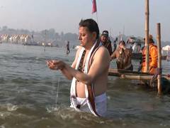 
      
      Uttarakhand CM Dhami takes holy dip in Sangam at Mahakumbh 2025
      
      