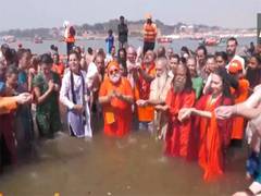 
      
      Swami Chidanand Saraswati takes holy dip on Magha Purnima 
      
      