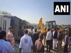 
      
      One dead, several injured after bus carrying devotees overturns
      
      