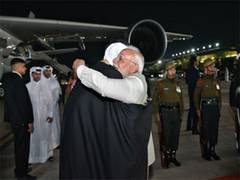 
      
      PM Modi greets Amir of Qatar at airport with a warm hug
      
      