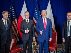 
      
      Trump meets Polish President, praises raise in defence budget
      
      