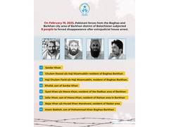 
      
      Paank condemns enforced disappearances of 8 people in Balochistan
      
      
