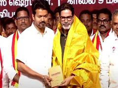 
      
      Prashant Kishor attends first anniversary of Vijay’s party
      
      
