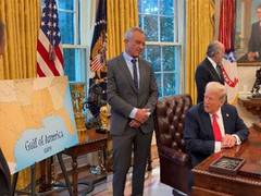 
      
      US President Trump gets teary-eyed over Gulf of America map
      
      