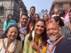 
    Lara Dutta prays at Pashupatinath Temple on Maha Shivratri
    