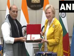 
      
      Union Defence Minister Rajnath Singh meets Princess Astrid of Bel
      
      