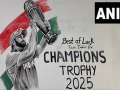 
      
      Artist from UP creates wall painting of Rohit lifting trophy ahea
      
      