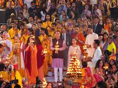 
      
      Uttarakhand CM Dhami attends Sandhya Ganga Aarti at Rishikesh
      
      