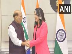 
      
      Rajnath Singh holds bilateral talks with Tulsi Gabbard
      
      