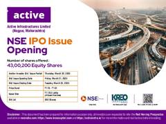 
      
      Active Infrastructures Limited Announces IPO on NSE EMERGE
      
      