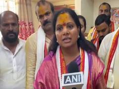 
      
       K Kavitha offers prayers after passage of OBC Bill in Telangana 
      
      