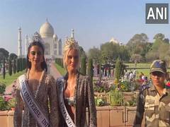 
    Miss Universe Victoria Theilvig, Rhea Singha visits Taj Mahal
    