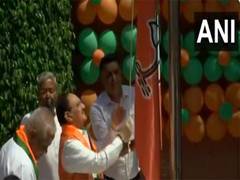 
      
      Union Minister JP Nadda hoists BJP’s flag on Foundation Day 
      
      