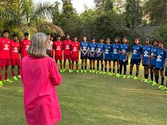 
      
      Austria Embassy welcomes young footballers after their training  
      
      