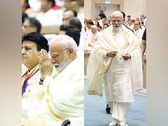 
      
      PM Modi attends Navkar Mahamantra program barefoot in reverence
      
      