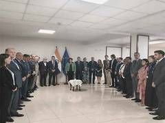 
      
      EU Ambassadors observe a moment of silence to pay tribute to
      
      