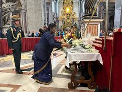
      
      Vatican City: President Murmu pays homage to Pope Francis
      
      