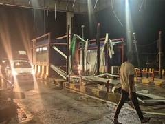 
      
      Toll plaza roof collapses after strong winds, rain 
      
      