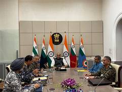 
      
      Defence Minister holds review meeting at South Block
      
      