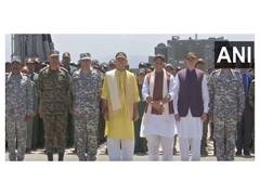 
      
      Rajnath Singh meets IAF jawans at Srinagar air base
      
      