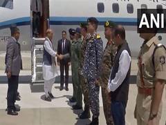 
      
      Defence Minister Rajnath Singh arrives in Gujarat's Bhuj
      
      