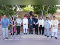 
      
      All-party delegation pays floral tributes to Mahatma Gandhi
      
      