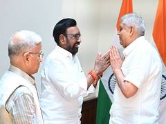 
      
      P Venkata Satyanarayana takes oath as Rajya Sabha member
      
      