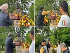 
      
      Shashi Tharoor pays floral tributes to Mahatma Gandhi bust 
      
      