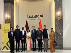 
      
      All-party delegation led by Kanimozhi meets Latvian officials
      
      