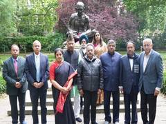 
      
      All-party delegation pays tribute to Mahatma Gandhi in London
      
      