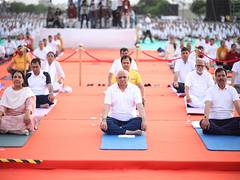 
      
      Gujarat CM Bhupendra Patel graces Yoga Camp at Sabarmati riverfro
      
      
