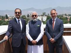 
      
      Cyprus President, PM Modi view mountains under Turkish occupation
      
      