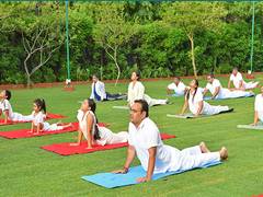 
      
      Rajasthan CM Bhajanlal Sharma performs yoga at his residence
      
      
