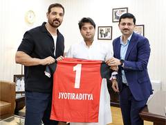 
      
      Jyotiraditya Scindia meets John Abraham and CEO Northeast United 
      
      
