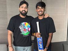 
      
      Ayush meets Rohit before leaving for England tour
      
      