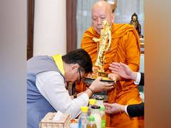 
      
      Rijiju receives Ashoka statue
      
      