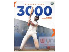 
      
      Rishabh Pant completes 3000 runs in test cricket
      
      